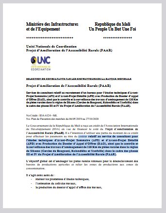 SMI pour APS-APD 130 km Sikasso phases 3 et 4